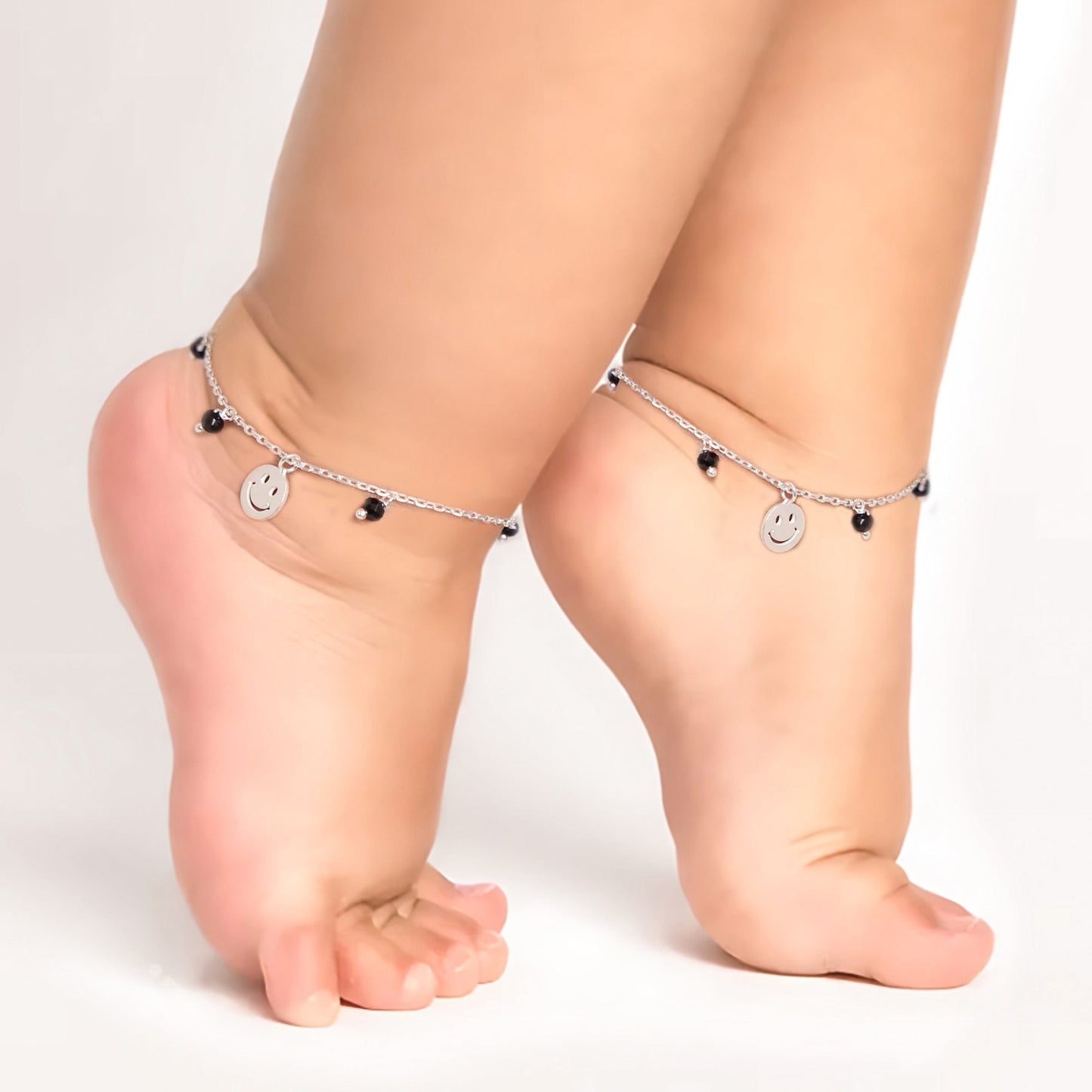 Silver Smiling Face Kids Anklet (1-3 yrs)