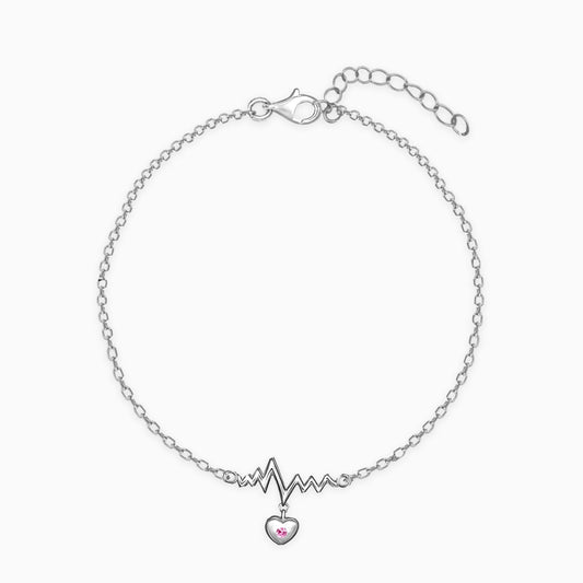 Silver Heartbeat Drop Bracelet