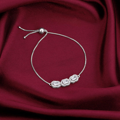 Silver Triple Zircon Bracelet