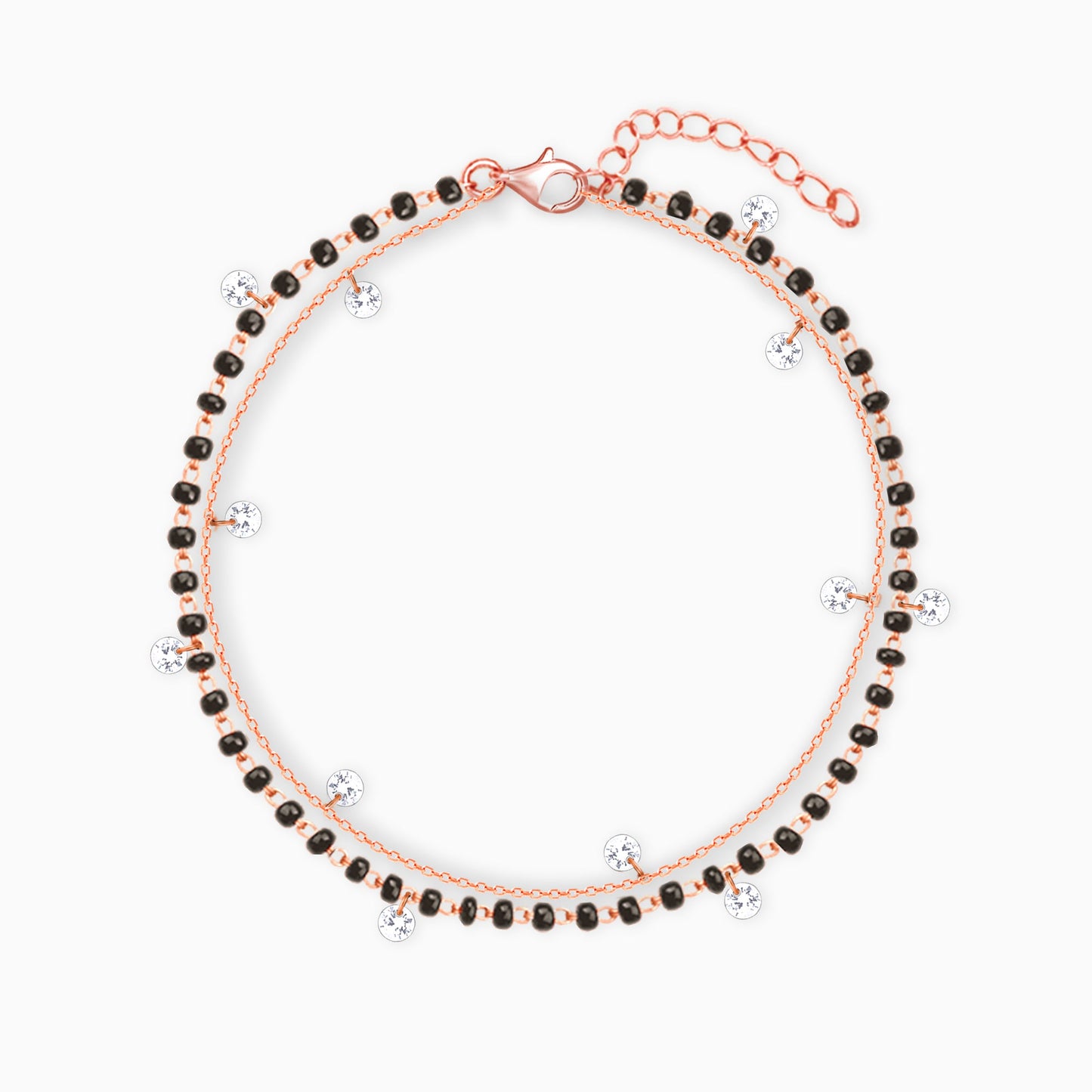 Rose Gold Dazzling Zircons Layered Mangalsutra Bracelet