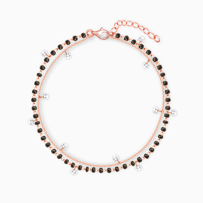 Rose Gold Dazzling Zircons Layered Mangalsutra Bracelet