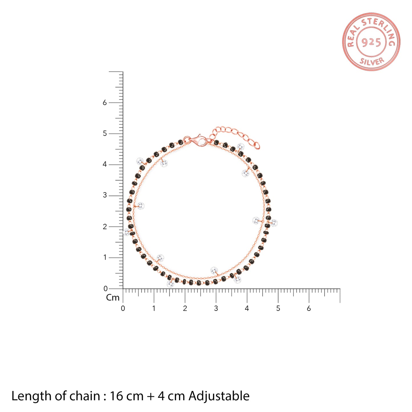 Rose Gold Dazzling Zircons Layered Mangalsutra Bracelet