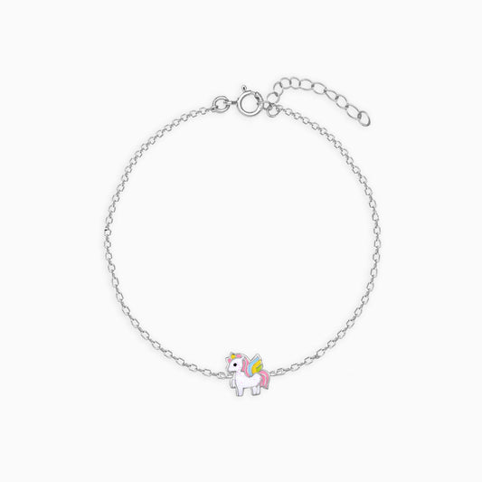 Silver Colourful Unicorn Kids Bracelet (3-5 yrs)