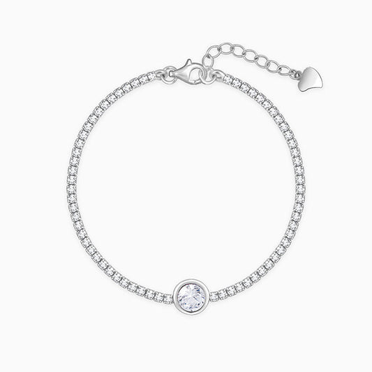 Silver Circle of White Tennis Bracelet