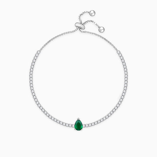 Silver Joy of Green Tennis Bracelet