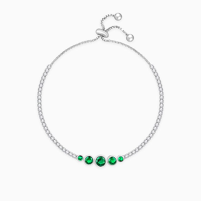 Silver Arc of Green Bracelet