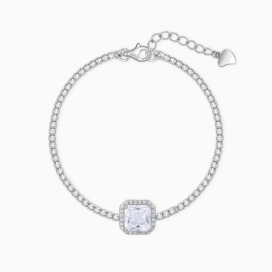 Silver Square of White Tennis Bracelet