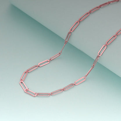 Rose Gold Elongated Link Chain Necklace