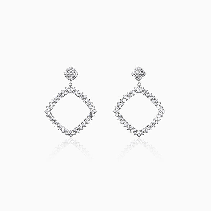 Silver Geometry Drop Earrings