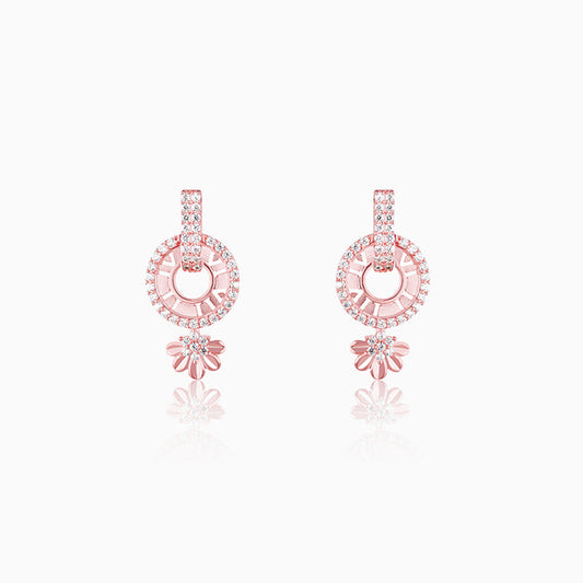 Rose Gold Flower Dangler Earrings