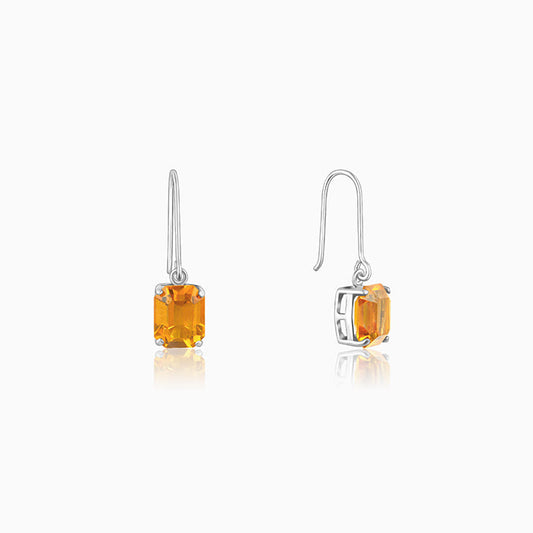 Silver Amber Drop Earrings