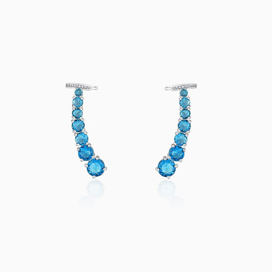 Silver Aqua Love Ear Cuffs