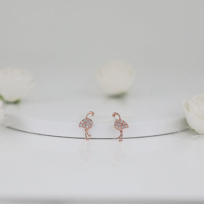 Rose Gold Flamingo Studs