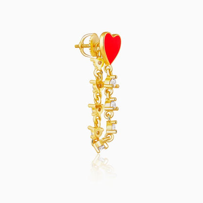 Golden Heart Chain Dangling Earrings