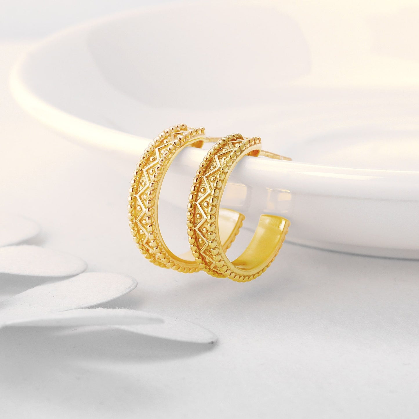 Golden Hoop Mandala Earrings