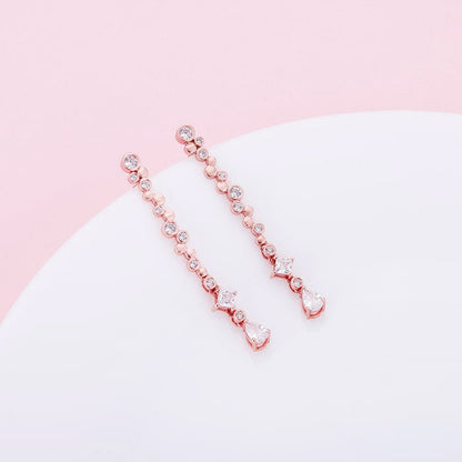 Rose Gold Zircon Dangle Earrings