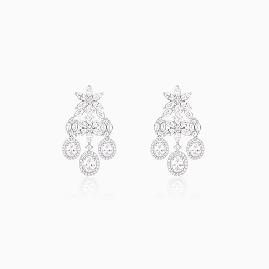 Silver Gleaming Bridal Drop Earrings