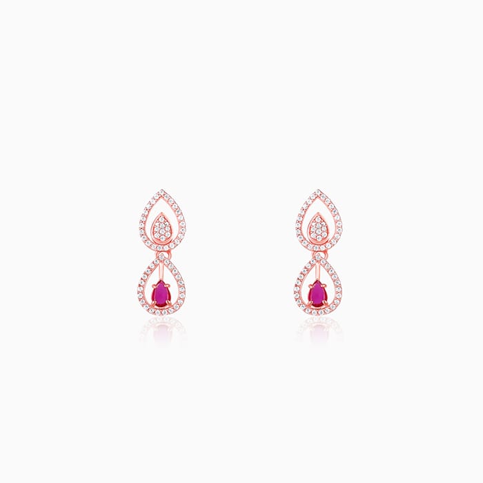 Rose Gold Double Droplet Earrings