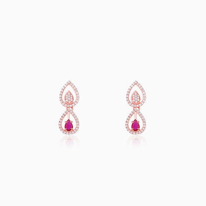 Rose Gold Double Droplet Earrings