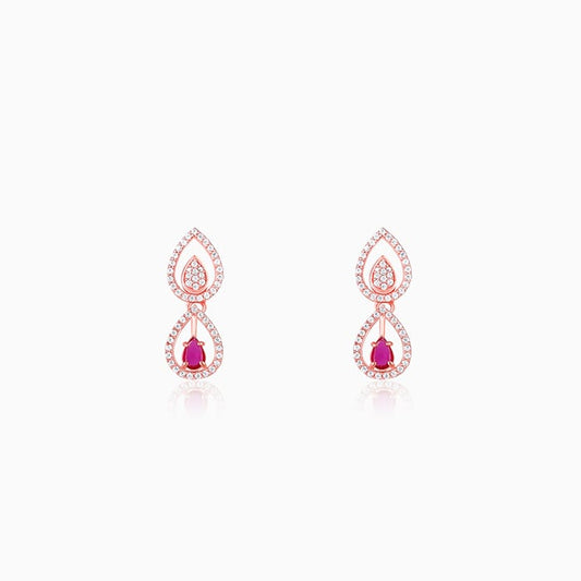 Rose Gold Double Droplet Earrings