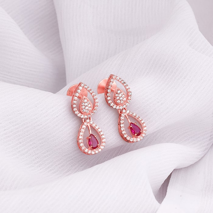 Rose Gold Double Droplet Earrings