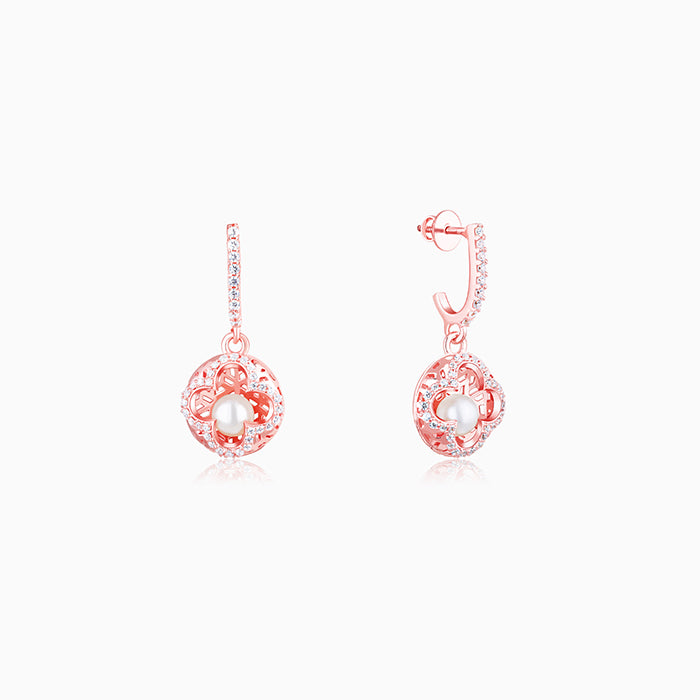 Rose Gold Filigree Pearl Grace Earrings