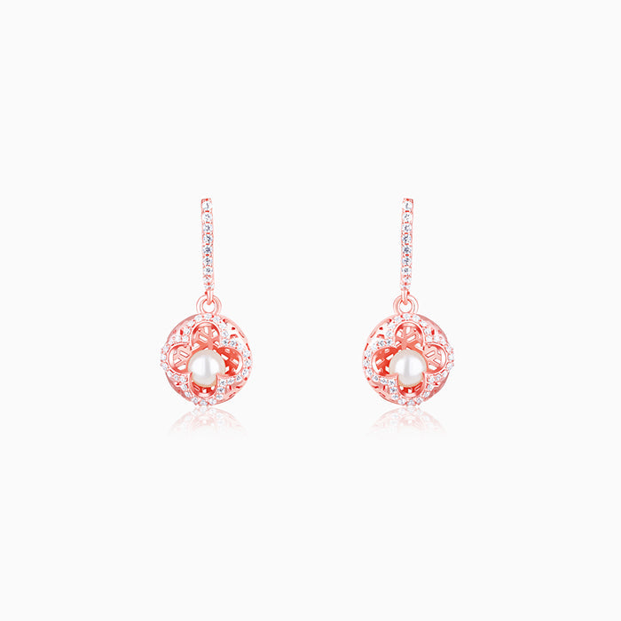 Rose Gold Filigree Pearl Grace Earrings