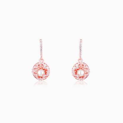 Rose Gold Filigree Pearl Grace Earrings