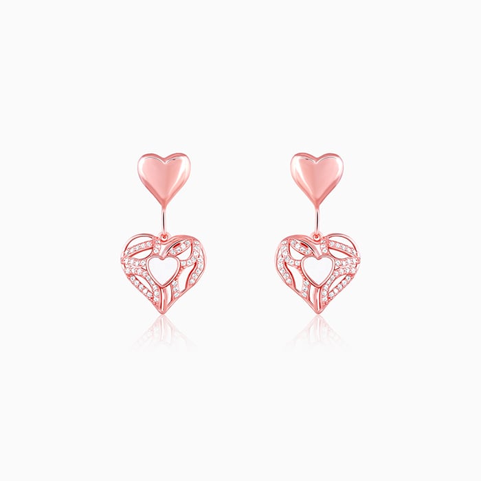 Rose Gold Tender Heartbeat Earrings