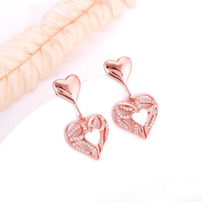 Rose Gold Tender Heartbeat Earrings