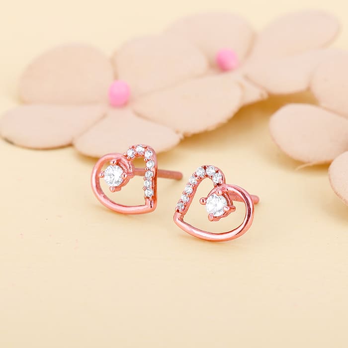 Rose Gold Beautiful Heart Earrings