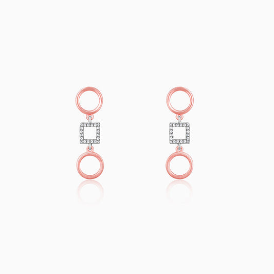 Silver and Rose Gold Gleaming Geometric Earrings