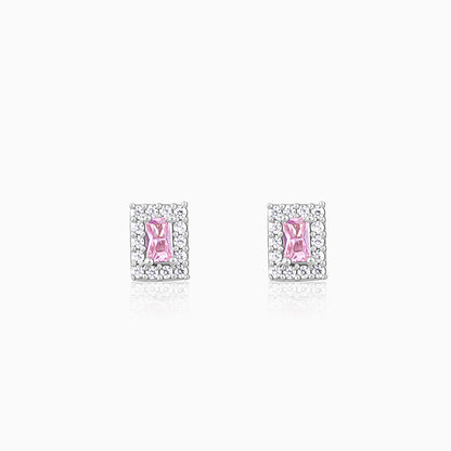 Silver Regal Pink Stud Earrings