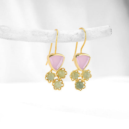 Golden Clover Chalcedony Earrings