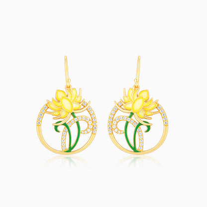 Golden Brilliant Brahma Kamal Earrings