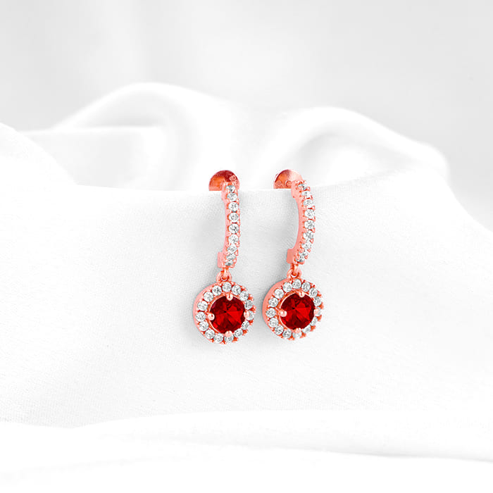 Rose Gold Red Drizzle Drop Earrings