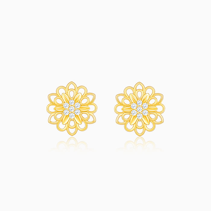 Anushka Sharma Golden Blooming Flower Stud Earrings