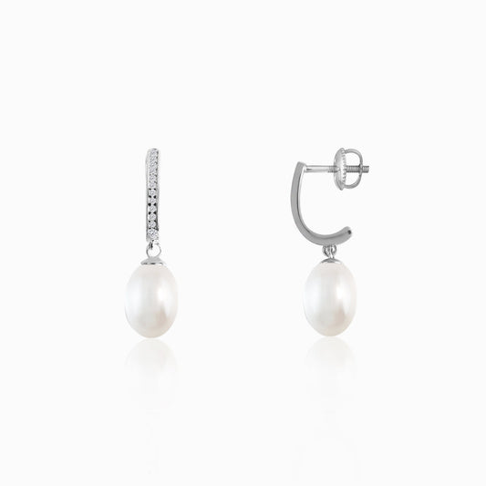 Silver Pearl Drop Earrings