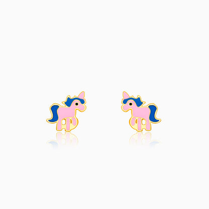 Silver Golden Pie Unicorn Kids Earrings (4-12 yrs)