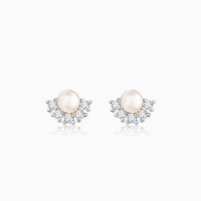 Gold Promise Of Pearl Diamond Earrings