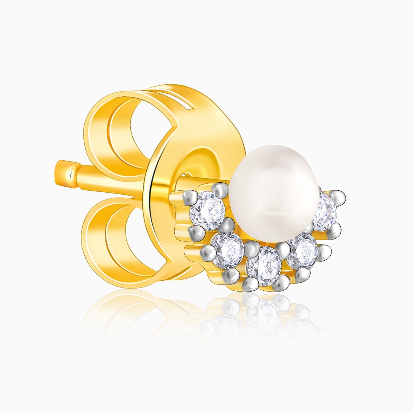 Gold Promise Of Pearl Diamond Earrings