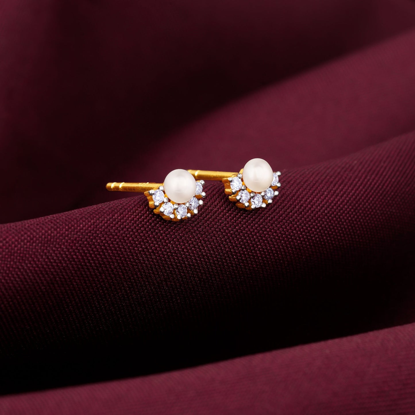 Gold Promise Of Pearl Diamond Earrings