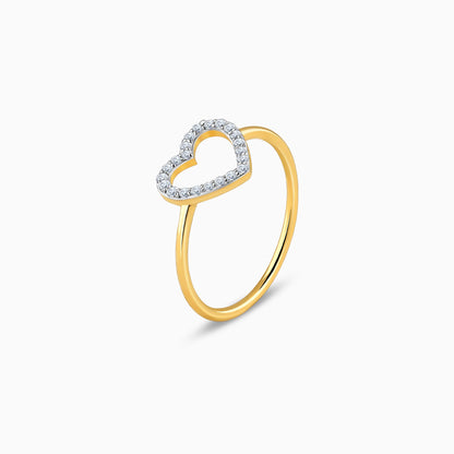 Gold Delicate Heart Diamond Ring