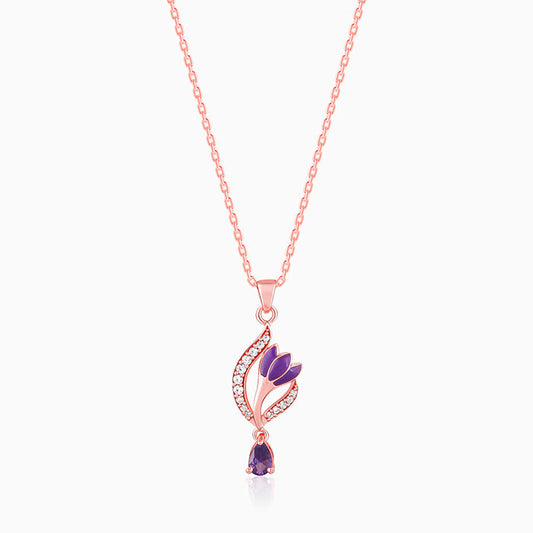 Rose Gold Flowing Crocus Pendant with Link Chain