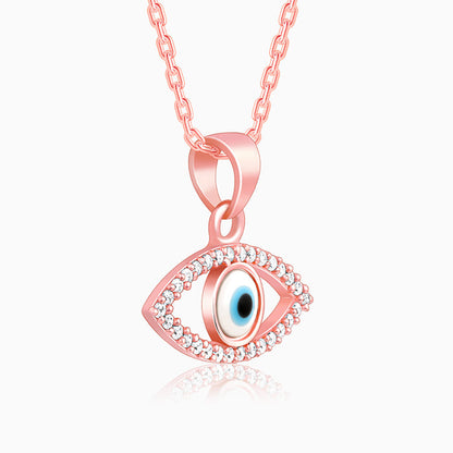 Rose Gold Evil Eye Pendant wiith Link Chain