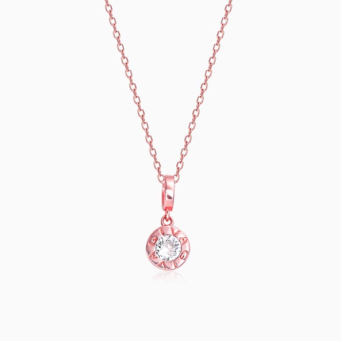 Rose Gold Minimal Zircon Pendant with Link Chain