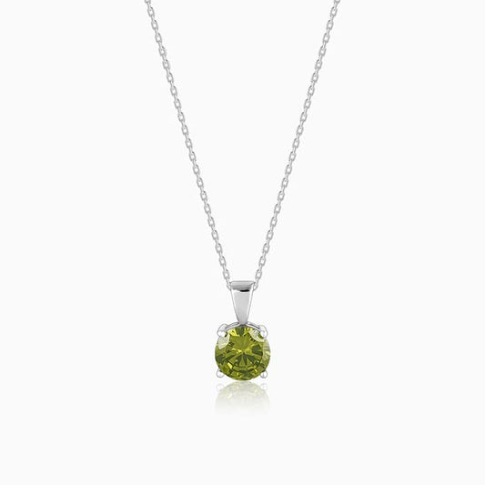 Silver Gracious Green Pendant with Link Chain