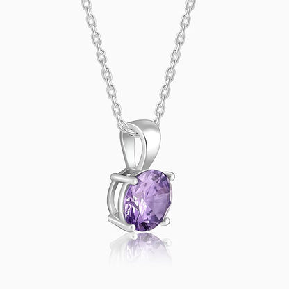 Silver Gracious Purple Pendant with Link Chain