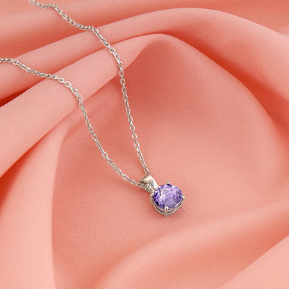 Silver Gracious Purple Pendant with Link Chain