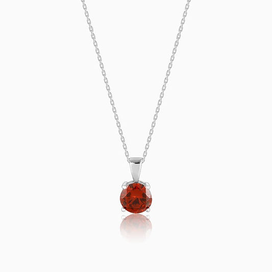 Silver Gracious Red Pendant with Link Chain